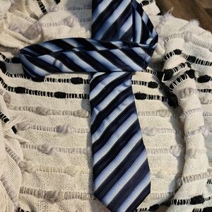 Hugo Boss Blue and Black Striped Tie